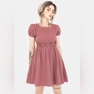 NWT Rosamoth Applique Trim Cotton Mini Smock Dress